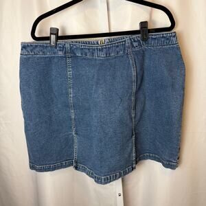Vintage 90s Denim Skort Womens Blue Jean Skirt Shorts Paneled Back Zip XL 16